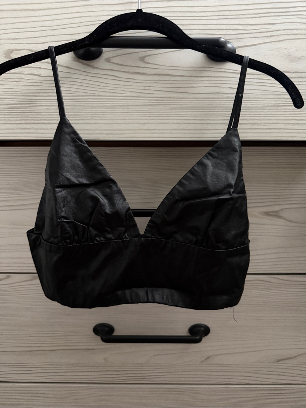 Black Satin Lace-Edge Bandeau Bralette